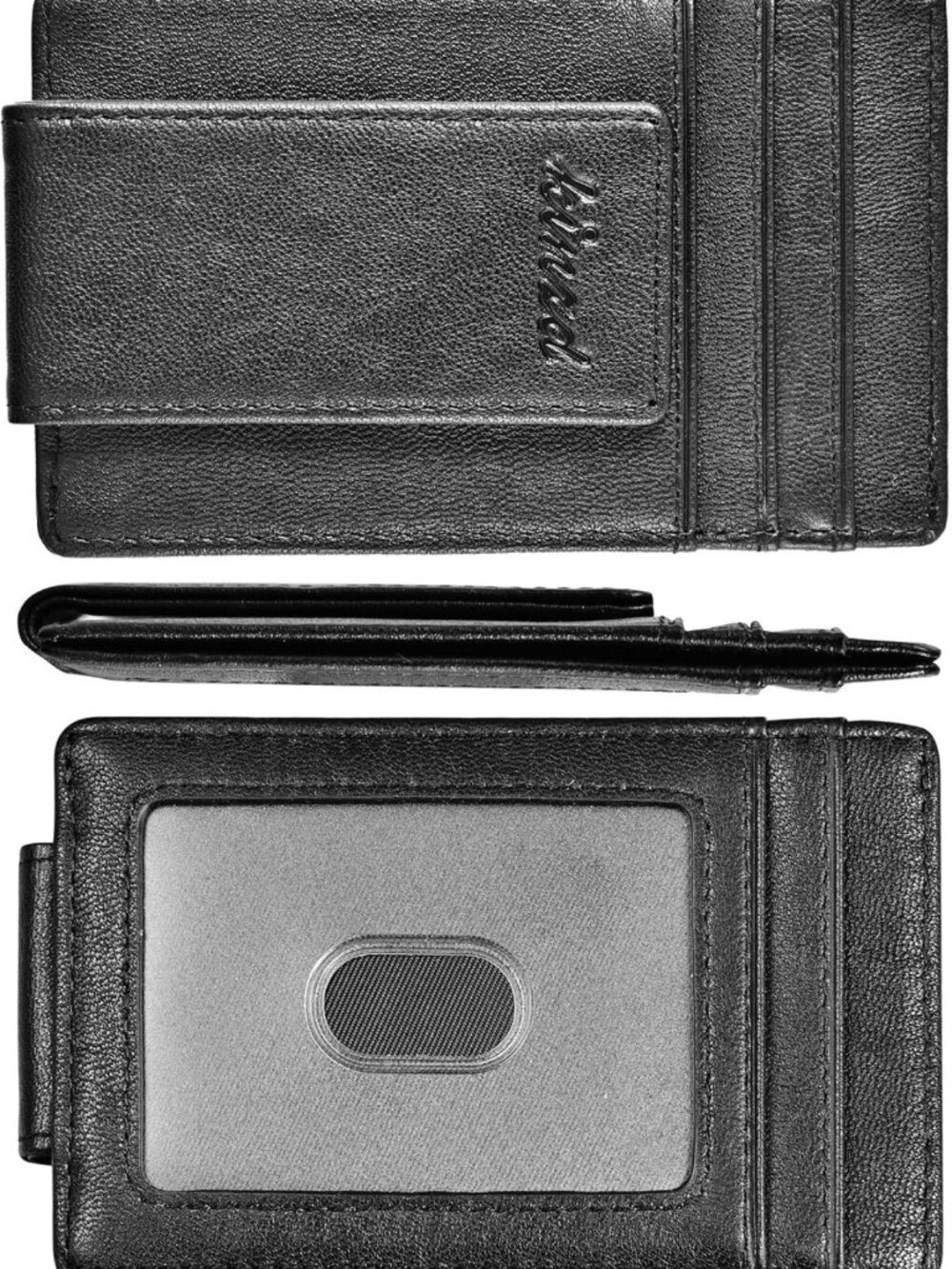 Slim Leather Money Clip Wallet for Men, RFID Blocking, Minimalist Card Holder
